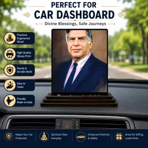 Car Dashboard Sri Ratan Tata Wooden Photo Stand 3x4 Inches, Compact & Stylish Spiritual Display For Car, Home & Office (Pack Of 1) (F49156) Car Dashboard Sri Ratan Tata Wooden Photo Stand 3x4 Inches, Compact & Stylish Spiritual Display For Car, Home & Office (Pack Of 1) (F49156)