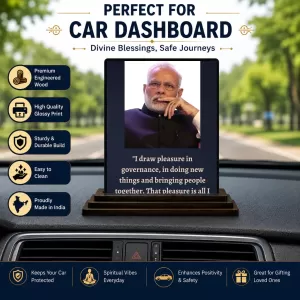 Car Dashboard Narendra Modi Wooden Photo Stand 3x4 Inches, Compact & Stylish Spiritual Display For Car, Home & Office (Pack Of 1) (F49161) Car Dashboard Narendra Modi Wooden Photo Stand 3x4 Inches, Compact & Stylish Spiritual Display For Car, Home & Office (Pack Of 1) (F49161)