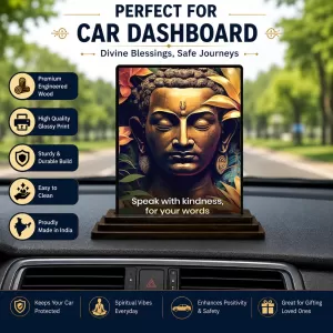 Car Dashboard Gautama Buddha Wooden Photo Stand 3x4 Inches, Compact & Stylish Spiritual Display For Car, Home & Office (Pack Of 1) (F49167) Car Dashboard Gautama Buddha Wooden Photo Stand 3x4 Inches, Compact & Stylish Spiritual Display For Car, Home & Office (Pack Of 1) (F49167)