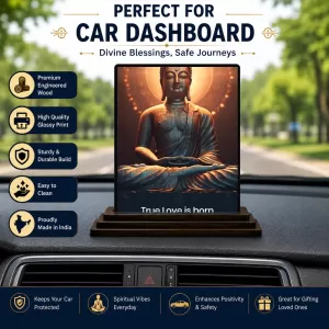 Car Dashboard Gautama Buddha Wooden Photo Stand 3x4 Inches, Compact & Stylish Spiritual Display For Car, Home & Office (Pack Of 1) (F49168) Car Dashboard Gautama Buddha Wooden Photo Stand 3x4 Inches, Compact & Stylish Spiritual Display For Car, Home & Office (Pack Of 1) (F49168)