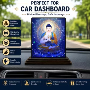 Car Dashboard Gautama Buddha Wooden Photo Stand 3x4 Inches, Compact & Stylish Spiritual Display For Car, Home & Office (Pack Of 1) (F49171) Car Dashboard Gautama Buddha Wooden Photo Stand 3x4 Inches, Compact & Stylish Spiritual Display For Car, Home & Office (Pack Of 1) (F49171)