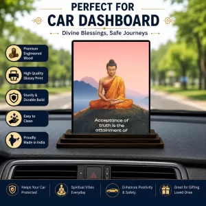 Car Dashboard Gautama Buddha Wooden Photo Stand 3x4 Inches, Compact & Stylish Spiritual Display For Car, Home & Office (Pack Of 1) (F49177) Car Dashboard Gautama Buddha Wooden Photo Stand 3x4 Inches, Compact & Stylish Spiritual Display For Car, Home & Office (Pack Of 1) (F49177)