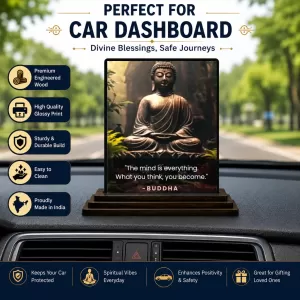 Car Dashboard Gautama Buddha Wooden Photo Stand 3x4 Inches, Compact & Stylish Spiritual Display For Car, Home & Office (Pack Of 1) (F49179) Car Dashboard Gautama Buddha Wooden Photo Stand 3x4 Inches, Compact & Stylish Spiritual Display For Car, Home & Office (Pack Of 1) (F49179)