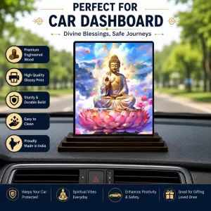Car Dashboard Gautama Buddha Wooden Photo Stand 3x4 Inches, Compact & Stylish Spiritual Display For Car, Home & Office (Pack Of 1) (F49183) Car Dashboard Gautama Buddha Wooden Photo Stand 3x4 Inches, Compact & Stylish Spiritual Display For Car, Home & Office (Pack Of 1) (F49183)