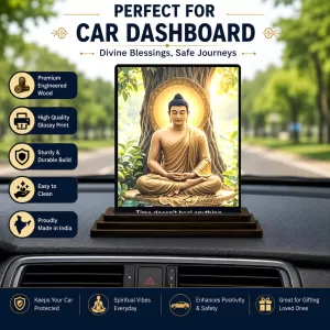 Car Dashboard Gautama Buddha Wooden Photo Stand 3x4 Inches, Compact & Stylish Spiritual Display For Car, Home & Office (Pack Of 1) (F49184) Car Dashboard Gautama Buddha Wooden Photo Stand 3x4 Inches, Compact & Stylish Spiritual Display For Car, Home & Office (Pack Of 1) (F49184)