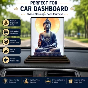 Car Dashboard Gautama Buddha Wooden Photo Stand 3x4 Inches, Compact & Stylish Spiritual Display For Car, Home & Office (Pack Of 1) (F49185) Car Dashboard Gautama Buddha Wooden Photo Stand 3x4 Inches, Compact & Stylish Spiritual Display For Car, Home & Office (Pack Of 1) (F49185)