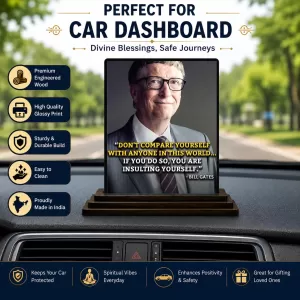 Car Dashboard Bill Gates Wooden Photo Stand 3x4 Inches, Compact & Stylish Spiritual Display For Car, Home & Office (Pack Of 1) (F49191) Car Dashboard Bill Gates Wooden Photo Stand 3x4 Inches, Compact & Stylish Spiritual Display For Car, Home & Office (Pack Of 1) (F49191)