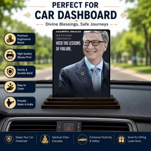 Car Dashboard Bill Gates Wooden Photo Stand 3x4 Inches, Compact & Stylish Spiritual Display For Car, Home & Office (Pack Of 1) (F49193) Car Dashboard Bill Gates Wooden Photo Stand 3x4 Inches, Compact & Stylish Spiritual Display For Car, Home & Office (Pack Of 1) (F49193)
