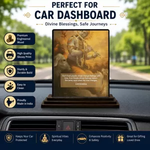 Car Dashboard Lord Shree Krishna Wooden Photo Stand 3x4 Inches, Compact & Stylish Spiritual Display For Car, Home & Office (Pack Of 1) (F49196) Car Dashboard Lord Shree Krishna Wooden Photo Stand 3x4 Inches, Compact & Stylish Spiritual Display For Car, Home & Office (Pack Of 1) (F49196)