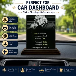 Car Dashboard Abdul Kalam Wooden Photo Stand 3x4 Inches, Compact & Stylish Spiritual Display For Car, Home & Office (Pack Of 1) (F49201) Car Dashboard Abdul Kalam Wooden Photo Stand 3x4 Inches, Compact & Stylish Spiritual Display For Car, Home & Office (Pack Of 1) (F49201)