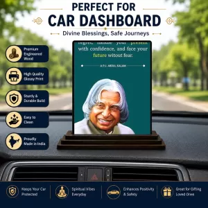 Car Dashboard A.P.J. Abdul Kalam Wooden Photo Stand 3x4 Inches, Compact & Stylish Spiritual Display For Car, Home & Office (Pack Of 1) (F49202) Car Dashboard A.P.J. Abdul Kalam Wooden Photo Stand 3x4 Inches, Compact & Stylish Spiritual Display For Car, Home & Office (Pack Of 1) (F49202)