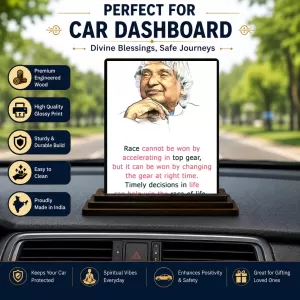 Car Dashboard Abdul Kalam Wooden Photo Stand 3x4 Inches, Compact & Stylish Spiritual Display For Car, Home & Office (Pack Of 1) (F49207) Car Dashboard Abdul Kalam Wooden Photo Stand 3x4 Inches, Compact & Stylish Spiritual Display For Car, Home & Office (Pack Of 1) (F49207)