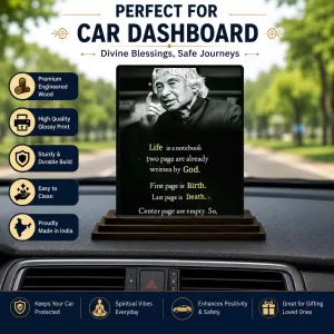 Car Dashboard Abdul Kalam Wooden Photo Stand 3x4 Inches, Compact & Stylish Spiritual Display For Car, Home & Office (Pack Of 1) (F49208) Car Dashboard Abdul Kalam Wooden Photo Stand 3x4 Inches, Compact & Stylish Spiritual Display For Car, Home & Office (Pack Of 1) (F49208)
