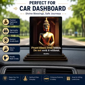Car Dashboard Gautama Buddha Wooden Photo Stand 3x4 Inches, Compact & Stylish Spiritual Display For Car, Home & Office (Pack Of 1) (F49244) Car Dashboard Gautama Buddha Wooden Photo Stand 3x4 Inches, Compact & Stylish Spiritual Display For Car, Home & Office (Pack Of 1) (F49244)