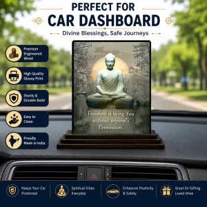 Car Dashboard Gautama Buddha Wooden Photo Stand 3x4 Inches, Compact & Stylish Spiritual Display For Car, Home & Office (Pack Of 1) (F49255) Car Dashboard Gautama Buddha Wooden Photo Stand 3x4 Inches, Compact & Stylish Spiritual Display For Car, Home & Office (Pack Of 1) (F49255)