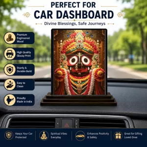 Car Dashboard Lord Jagannatha Wooden Photo Stand 3x4 Inches, Compact & Stylish Spiritual Display For Car, Home & Office (Pack Of 1) (F49263) Car Dashboard Lord Jagannatha Wooden Photo Stand 3x4 Inches, Compact & Stylish Spiritual Display For Car, Home & Office (Pack Of 1) (F49263)