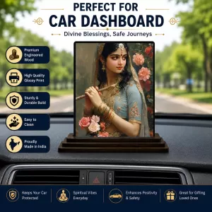 Car Dashboard Shree Radha Wooden Photo Stand 3x4 Inches, Compact & Stylish Spiritual Display For Car, Home & Office (Pack Of 1) (F49271) Car Dashboard Shree Radha Wooden Photo Stand 3x4 Inches, Compact & Stylish Spiritual Display For Car, Home & Office (Pack Of 1) (F49271)