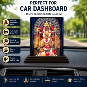 Car Dashboard Yellamma Wooden Photo Stand 3x4 Inches, Compact & Stylish Spiritual Display For Car, Home & Office (Pack Of 1) (F49273) Car Dashboard Yellamma Wooden Photo Stand 3x4 Inches, Compact & Stylish Spiritual Display For Car, Home & Office (Pack Of 1) (F49273)