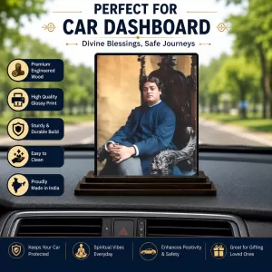 Car Dashboard Swami Vibekananda Wooden Photo Stand 3x4 Inches, Compact & Stylish Spiritual Display For Car, Home & Office (Pack Of 1) (F49275) Car Dashboard Swami Vibekananda Wooden Photo Stand 3x4 Inches, Compact & Stylish Spiritual Display For Car, Home & Office (Pack Of 1) (F49275)