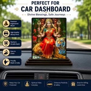 Car Dashboard Goddess Durga Wooden Photo Stand 3x4 Inches, Compact & Stylish Spiritual Display For Car, Home & Office (Pack Of 1) (F49276) Car Dashboard Goddess Durga Wooden Photo Stand 3x4 Inches, Compact & Stylish Spiritual Display For Car, Home & Office (Pack Of 1) (F49276)