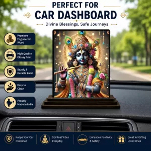 Car Dashboard Shree Krishna Wooden Photo Stand 3x4 Inches, Compact & Stylish Spiritual Display For Car, Home & Office (Pack Of 1) (F49277) Car Dashboard Shree Krishna Wooden Photo Stand 3x4 Inches, Compact & Stylish Spiritual Display For Car, Home & Office (Pack Of 1) (F49277)