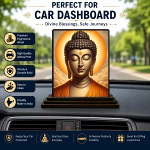 Car Dashboard Gautama Buddha Wooden Photo Stand 3x4 Inches, Compact & Stylish Spiritual Display For Car, Home & Office (Pack Of 1) (F49290) Car Dashboard Gautama Buddha Wooden Photo Stand 3x4 Inches, Compact & Stylish Spiritual Display For Car, Home & Office (Pack Of 1) (F49290)