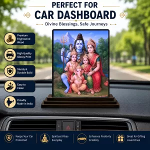 Car Dashboard Shiva Wooden Photo Stand  3x4 Inches, Compact & Stylish Spiritual Display For Car, Home & Office (Pack Of 1) (F49291)