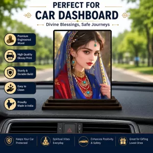 Car Dashboard Shree Radha Wooden Photo Stand 3x4 Inches, Compact & Stylish Spiritual Display For Car, Home & Office (Pack Of 1) (F49293) Car Dashboard Shree Radha Wooden Photo Stand 3x4 Inches, Compact & Stylish Spiritual Display For Car, Home & Office (Pack Of 1) (F49293)