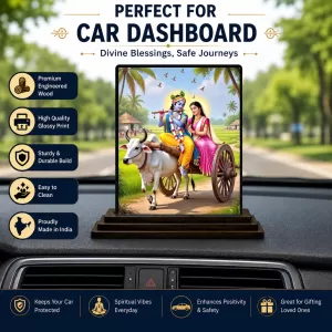 Car Dashboard Shree Krishna Wooden Photo Stand 3x4 Inches, Compact & Stylish Spiritual Display For Car, Home & Office (Pack Of 1) (F49297) Car Dashboard Shree Krishna Wooden Photo Stand 3x4 Inches, Compact & Stylish Spiritual Display For Car, Home & Office (Pack Of 1) (F49297)