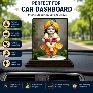 Car Dashboard Shree Krishna Wooden Photo Stand 3x4 Inches, Compact & Stylish Spiritual Display For Car, Home & Office (Pack Of 1) (F49298) Car Dashboard Shree Krishna Wooden Photo Stand 3x4 Inches, Compact & Stylish Spiritual Display For Car, Home & Office (Pack Of 1) (F49298)