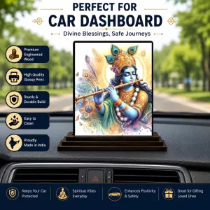 Car Dashboard Shree Krishna Wooden Photo Stand 3x4 Inches, Compact & Stylish Spiritual Display For Car, Home & Office (Pack Of 1) (F49301) Car Dashboard Shree Krishna Wooden Photo Stand 3x4 Inches, Compact & Stylish Spiritual Display For Car, Home & Office (Pack Of 1) (F49301)