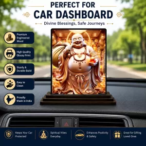 Car Dashboard Budai Wooden Photo Stand 3x4 Inches, Compact & Stylish Spiritual Display For Car, Home & Office (Pack Of 1) (F49303) Car Dashboard Budai Wooden Photo Stand 3x4 Inches, Compact & Stylish Spiritual Display For Car, Home & Office (Pack Of 1) (F49303)
