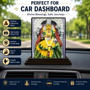 Car Dashboard Yellamma Wooden Photo Stand 3x4 Inches, Compact & Stylish Spiritual Display For Car, Home & Office (Pack Of 1) (F49307) Car Dashboard Yellamma Wooden Photo Stand 3x4 Inches, Compact & Stylish Spiritual Display For Car, Home & Office (Pack Of 1) (F49307)
