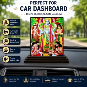 Car Dashboard Lord Vishnu Wooden Photo Stand 3x4 Inches, Compact & Stylish Spiritual Display For Car, Home & Office (Pack Of 1) (F49313) Car Dashboard Lord Vishnu Wooden Photo Stand 3x4 Inches, Compact & Stylish Spiritual Display For Car, Home & Office (Pack Of 1) (F49313)