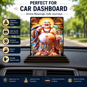 Car Dashboard Budai Wooden Photo Stand 3x4 Inches, Compact & Stylish Spiritual Display For Car, Home & Office (Pack Of 1) (F49315) Car Dashboard Budai Wooden Photo Stand 3x4 Inches, Compact & Stylish Spiritual Display For Car, Home & Office (Pack Of 1) (F49315)