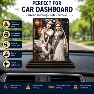 Car Dashboard Radha Shree Krishna Wooden Photo Stand 3x4 Inches, Compact & Stylish Spiritual Display For Car, Home & Office (Pack Of 1) (F49317) Car Dashboard Radha Shree Krishna Wooden Photo Stand 3x4 Inches, Compact & Stylish Spiritual Display For Car, Home & Office (Pack Of 1) (F49317)