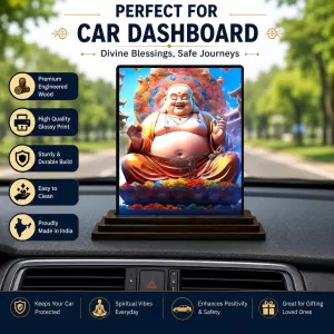 Car Dashboard Budai Wooden Photo Stand 3x4 Inches, Compact & Stylish Spiritual Display For Car, Home & Office (Pack Of 1) (F49318) Car Dashboard Budai Wooden Photo Stand 3x4 Inches, Compact & Stylish Spiritual Display For Car, Home & Office (Pack Of 1) (F49318)