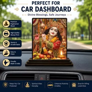 Car Dashboard Shree Krishna Wooden Photo Stand 3x4 Inches, Compact & Stylish Spiritual Display For Car, Home & Office (Pack Of 1) (F49319) Car Dashboard Shree Krishna Wooden Photo Stand 3x4 Inches, Compact & Stylish Spiritual Display For Car, Home & Office (Pack Of 1) (F49319)