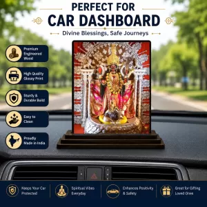 Car Dashboard Goddess Kali Wooden Photo Stand  3x4 Inches, Compact & Stylish Spiritual Display For Car, Home & Office (Pack Of 1) (F49320)