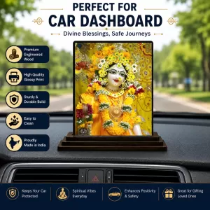Car Dashboard Shree Krishna Wooden Photo Stand 3x4 Inches, Compact & Stylish Spiritual Display For Car, Home & Office (Pack Of 1) (F49324) Car Dashboard Shree Krishna Wooden Photo Stand 3x4 Inches, Compact & Stylish Spiritual Display For Car, Home & Office (Pack Of 1) (F49324)