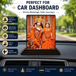 Car Dashboard Shree Krishna And Shree Radha Wooden Photo Stand 3x4 Inches, Compact & Stylish Spiritual Display For Car, Home & Office (Pack Of 1) (F49325) Car Dashboard Shree Krishna And Shree Radha Wooden Photo Stand 3x4 Inches, Compact & Stylish Spiritual Display For Car, Home & Office (Pack Of 1) (F49325)