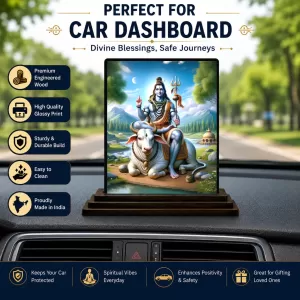 Car Dashboard Lord Shiva Wooden Photo Stand 3x4 Inches, Compact & Stylish Spiritual Display For Car, Home & Office (Pack Of 1) (F49326) Car Dashboard Lord Shiva Wooden Photo Stand 3x4 Inches, Compact & Stylish Spiritual Display For Car, Home & Office (Pack Of 1) (F49326)