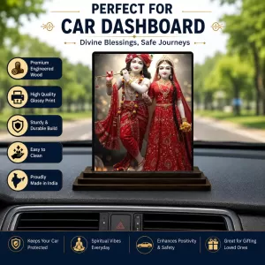 Car Dashboard Radha Krishna Wooden Photo Stand 3x4 Inches, Compact & Stylish Spiritual Display For Car, Home & Office (Pack Of 1) (F49327) Car Dashboard Radha Krishna Wooden Photo Stand 3x4 Inches, Compact & Stylish Spiritual Display For Car, Home & Office (Pack Of 1) (F49327)