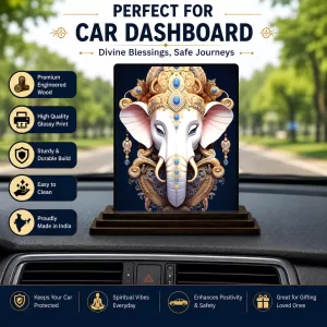 Car Dashboard Ganesha Wooden Photo Stand 3x4 Inches, Compact & Stylish Spiritual Display For Car, Home & Office (Pack Of 1) (F49331) Car Dashboard Ganesha Wooden Photo Stand 3x4 Inches, Compact & Stylish Spiritual Display For Car, Home & Office (Pack Of 1) (F49331)