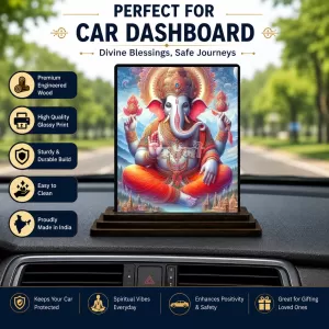 Car Dashboard Ganesha Wooden Photo Stand 3x4 Inches, Compact & Stylish Spiritual Display For Car, Home & Office (Pack Of 1) (F49332) Car Dashboard Ganesha Wooden Photo Stand 3x4 Inches, Compact & Stylish Spiritual Display For Car, Home & Office (Pack Of 1) (F49332)