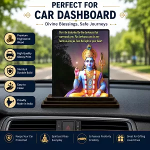 Car Dashboard Shree Krishna Wooden Photo Stand  3x4 Inches, Compact & Stylish Spiritual Display For Car, Home & Office (Pack Of 1) (F49333)