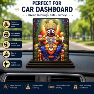 Car Dashboard Lord Jagannatha Wooden Photo Stand 3x4 Inches, Compact & Stylish Spiritual Display For Car, Home & Office (Pack Of 1) (F49334) Car Dashboard Lord Jagannatha Wooden Photo Stand 3x4 Inches, Compact & Stylish Spiritual Display For Car, Home & Office (Pack Of 1) (F49334)