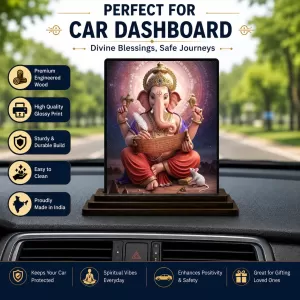 Car Dashboard Ganesha Wooden Photo Stand 3x4 Inches, Compact & Stylish Spiritual Display For Car, Home & Office (Pack Of 1) (F49336) Car Dashboard Ganesha Wooden Photo Stand 3x4 Inches, Compact & Stylish Spiritual Display For Car, Home & Office (Pack Of 1) (F49336)
