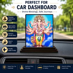 Car Dashboard Lord Ganesha Wooden Photo Stand 3x4 Inches, Compact & Stylish Spiritual Display For Car, Home & Office (Pack Of 1) (F49340) Car Dashboard Lord Ganesha Wooden Photo Stand 3x4 Inches, Compact & Stylish Spiritual Display For Car, Home & Office (Pack Of 1) (F49340)