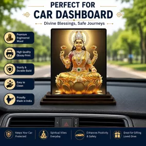 Car Dashboard Lord Ganesha Wooden Photo Stand  3x4 Inches, Compact & Stylish Spiritual Display For Car, Home & Office (Pack Of 1) (F49341)
